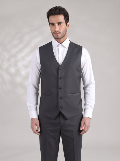 Club AK Men's Charcoal Grey Three Piece Suit
