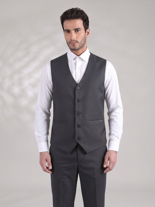 Club AK Men's Charcoal Grey Three Piece Suit