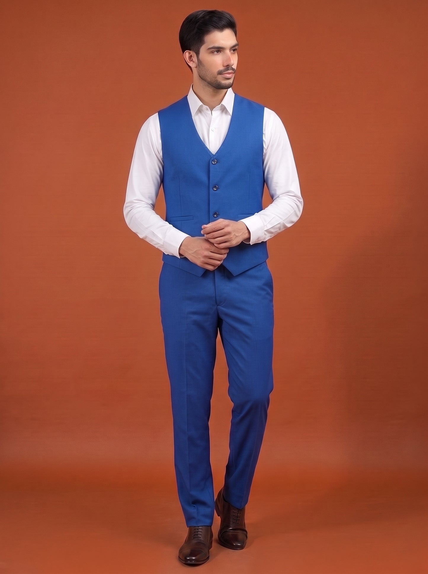 Club AK Men's Royal Blue Three Piece Suit Set for Wedding, Party & Formal Wear