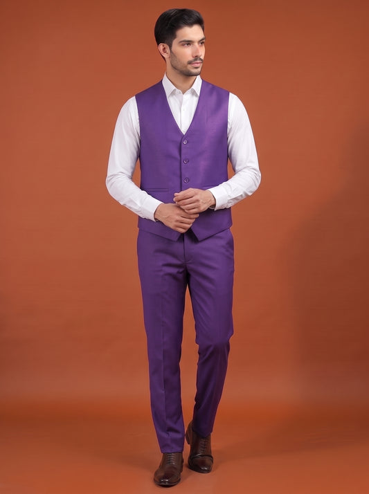 Club AK Men's Purple Three Piece Suit Set for Wedding, Party & Formal Wear