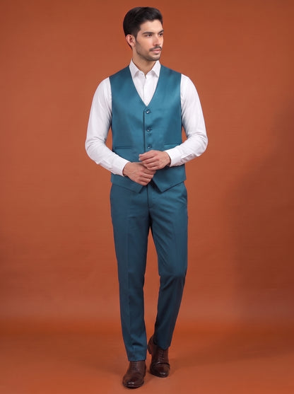 Club AK Men's Teal Blue Three Piece Suit Set for Wedding, Party & Formal Wear