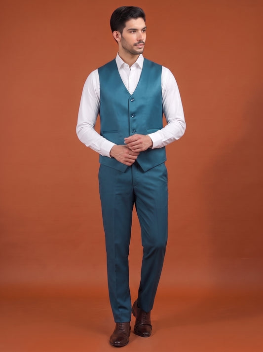 Club AK Men's Teal Blue Three Piece Suit Set for Wedding, Party & Formal Wear