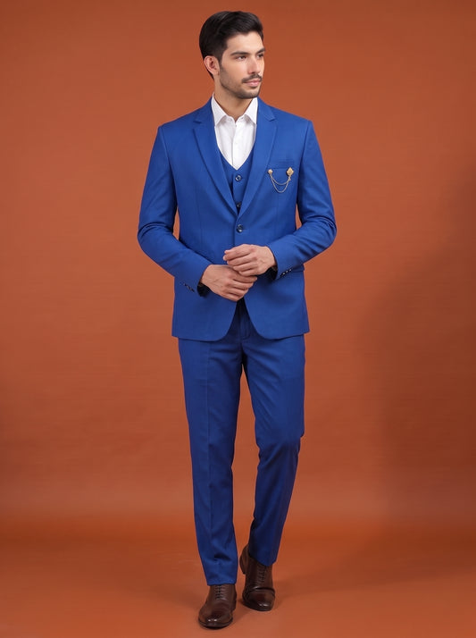 Club AK Men's Royal Blue Three Piece Suit Set for Wedding, Party & Formal Wear
