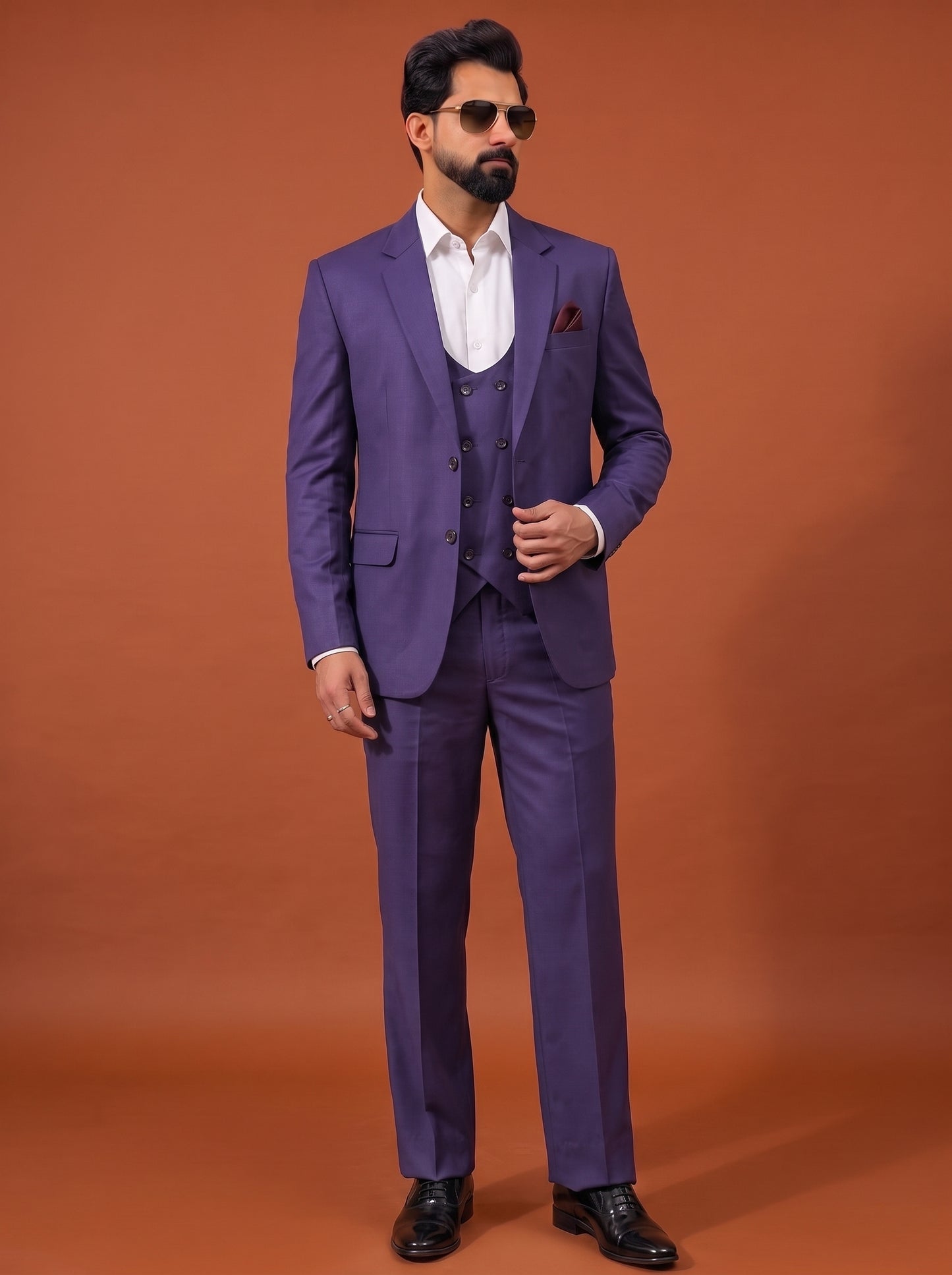 Club AK Men's Lavender Purple Three Piece Suit Set for Wedding, Party & Formal Wear