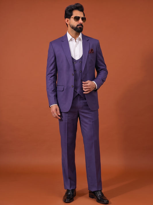 Club AK Men's Lavender Purple Three Piece Suit Set for Wedding, Party & Formal Wear