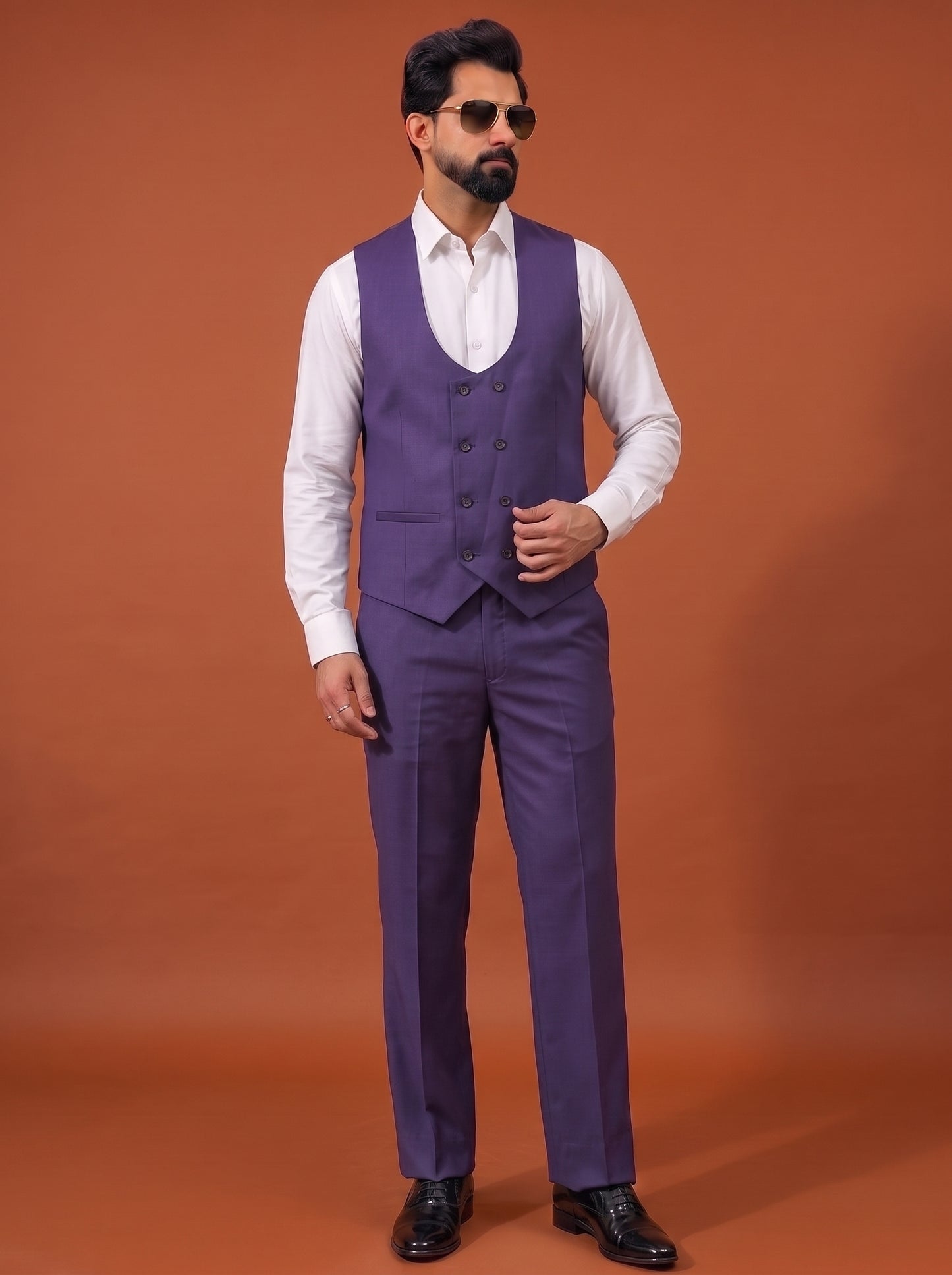 Club AK Men's Lavender Purple Three Piece Suit Set for Wedding, Party & Formal Wear