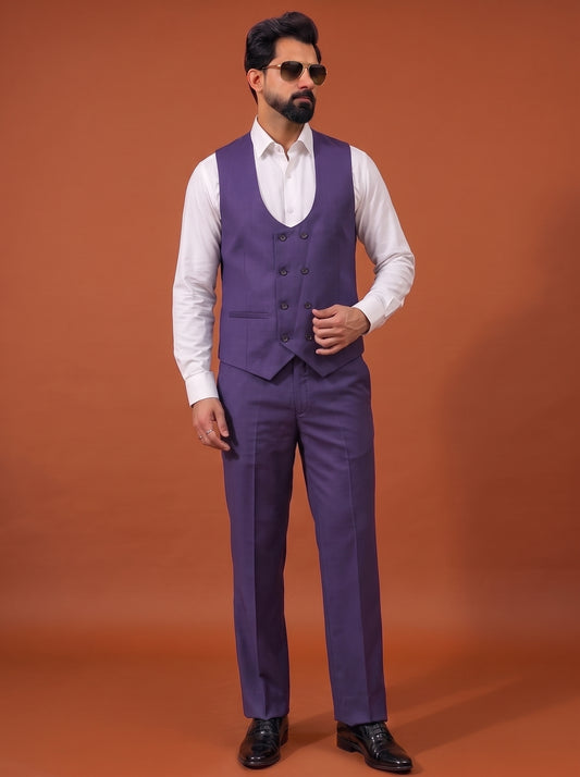 Club AK Men's Lavender Purple Three Piece Suit Set for Wedding, Party & Formal Wear