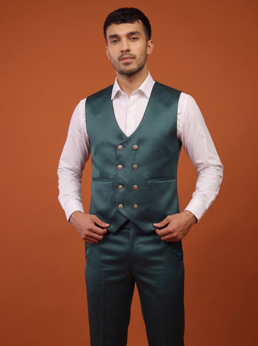 Club AK Men's Dark Teal Tuxedo Three Piece Suit Set