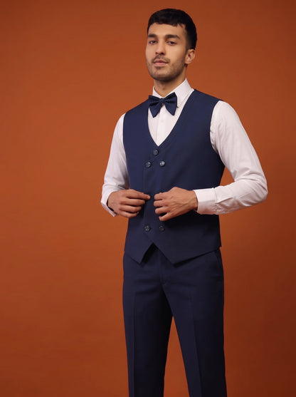 Club AK Men's Navy Blue Designer Three Piece Suit