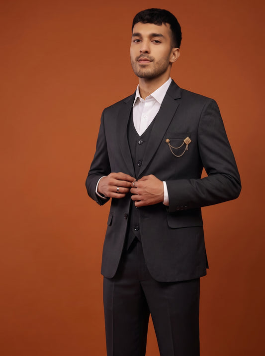 Club AK Men's Classic Black Three Piece Suit – Premium Wedding, Reception, Party & Formal Wear Suit