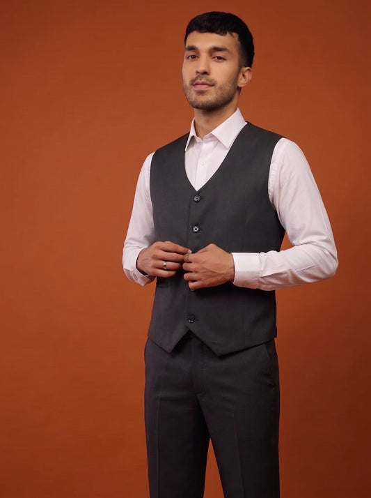 Club AK Men's Classic Black Three Piece Suit – Premium Wedding, Reception, Party & Formal Wear Suit