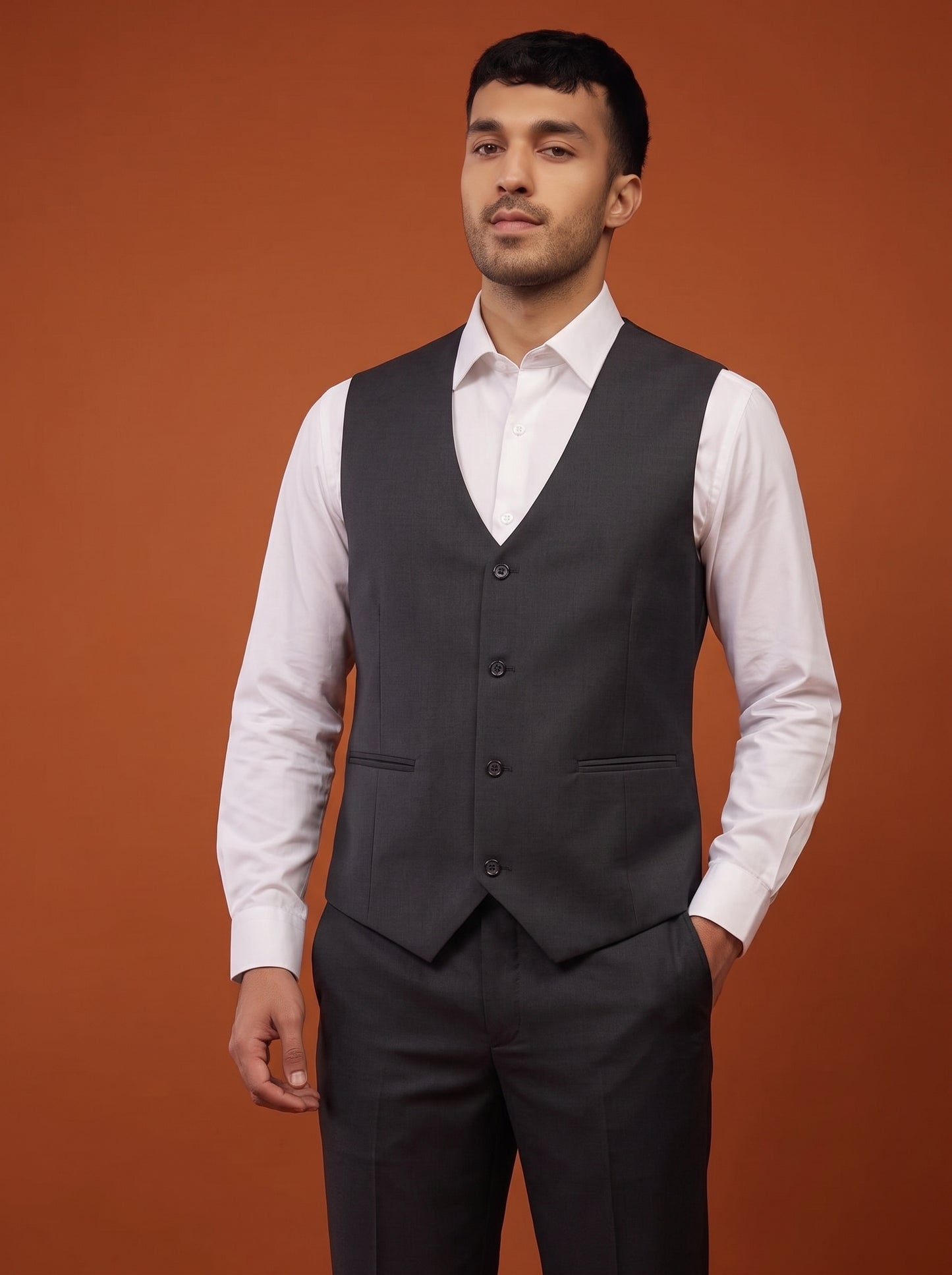 Club AK Men's Black Jacquard Three Piece Suit with Satin Shawl Lapel – Premium Wedding, Reception & Party Wear Suit
