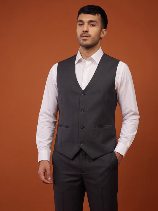 Club AK Men's Black Jacquard Three Piece Suit with Satin Shawl Lapel – Premium Wedding, Reception & Party Wear Suit