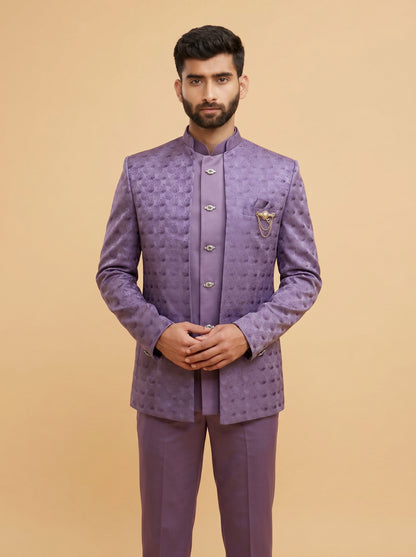 Club AK Men's Black Bandhgala Jodhpuri Suit for Men | Premium Textured Indo Western Blazer