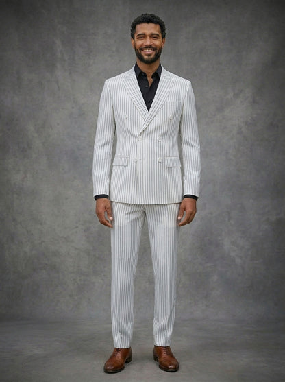 Double Breast White Lining Suit For Men