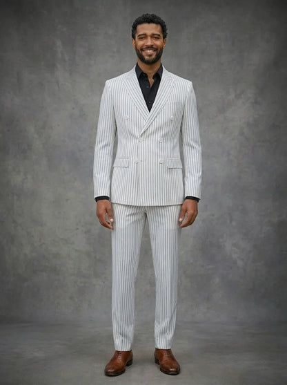 Double breast suit white color for men