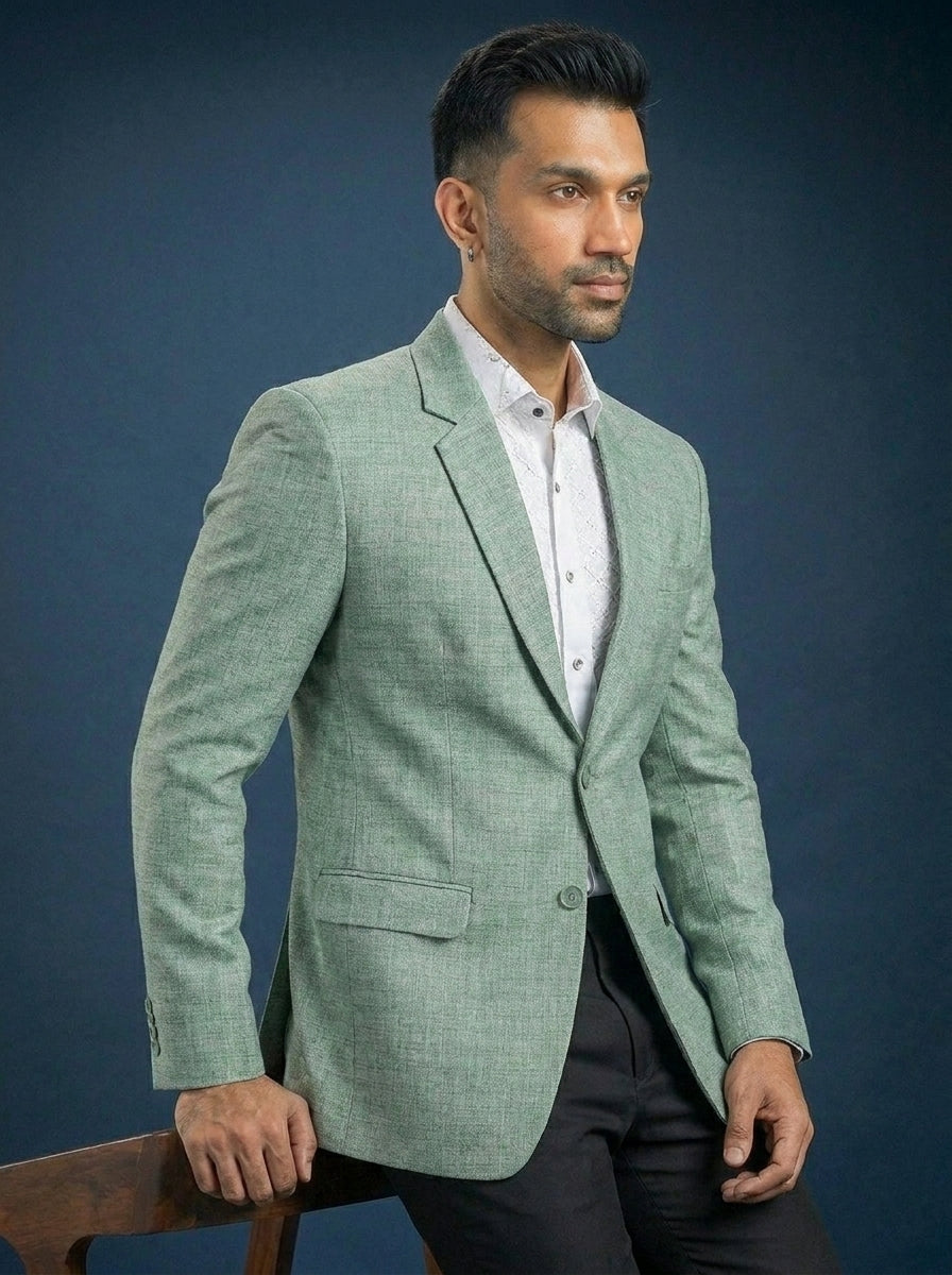 Green knitted blazer side view