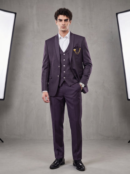 Club AK Men’s Premium Textured Three Piece Tuxedo Suit