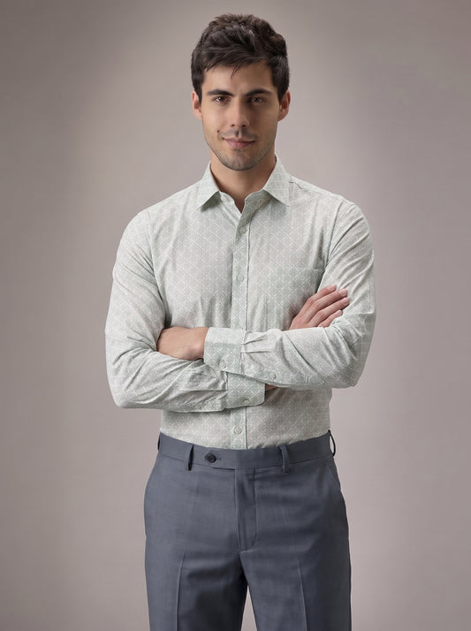 Men's mint green Printed Formal cotton Shirt
