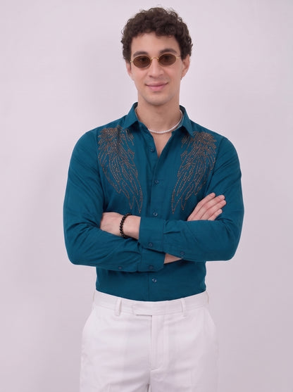 Men's blue designer party wear shirt