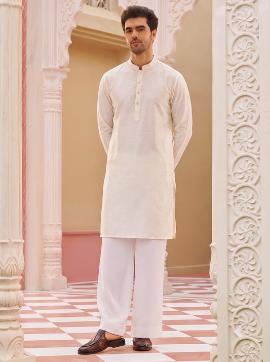 Club AK Men's White Kurta Pajama with Cream Jacquard Nehru Jacket – Premium Wedding, Festive & Ethnic Wear
