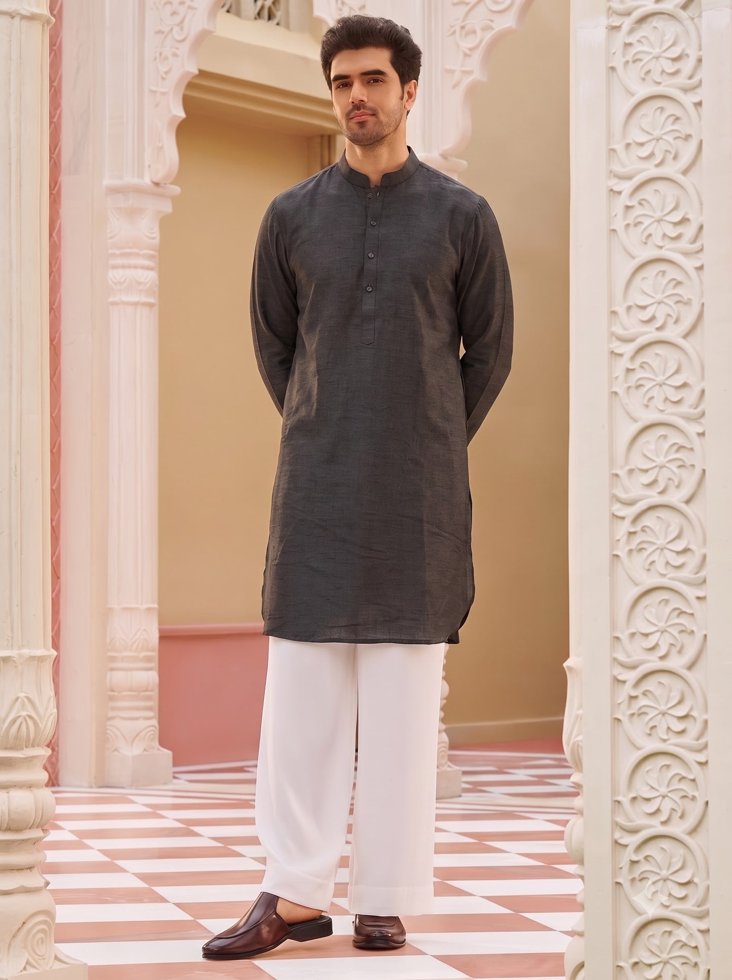 Club AK Men's Black Kurta Pajama with Floral Printed Nehru Jacket – Premium Wedding, Festive & Ethnic Wear for