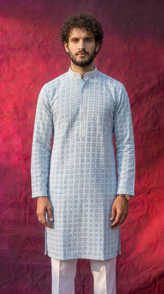 Club AK Men’s Premium Embroidered Kurta Pajama Set | Designer Ethnic Wear for Wedding, Festive
