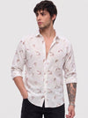 Men's soft brown Floral linen Shirt