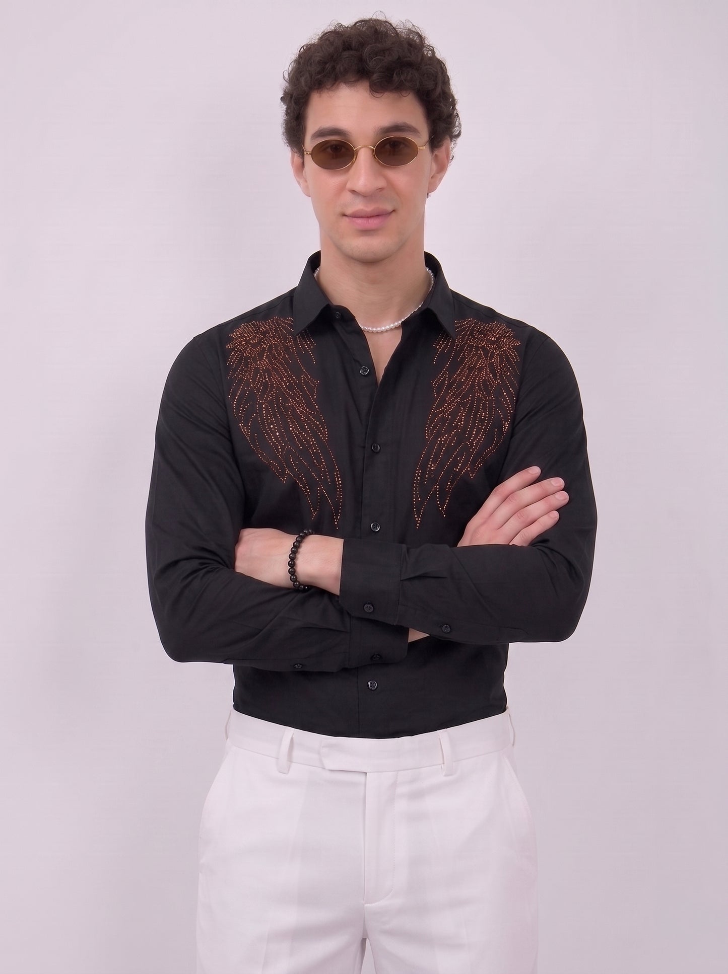 Men's black designer party wear shirt