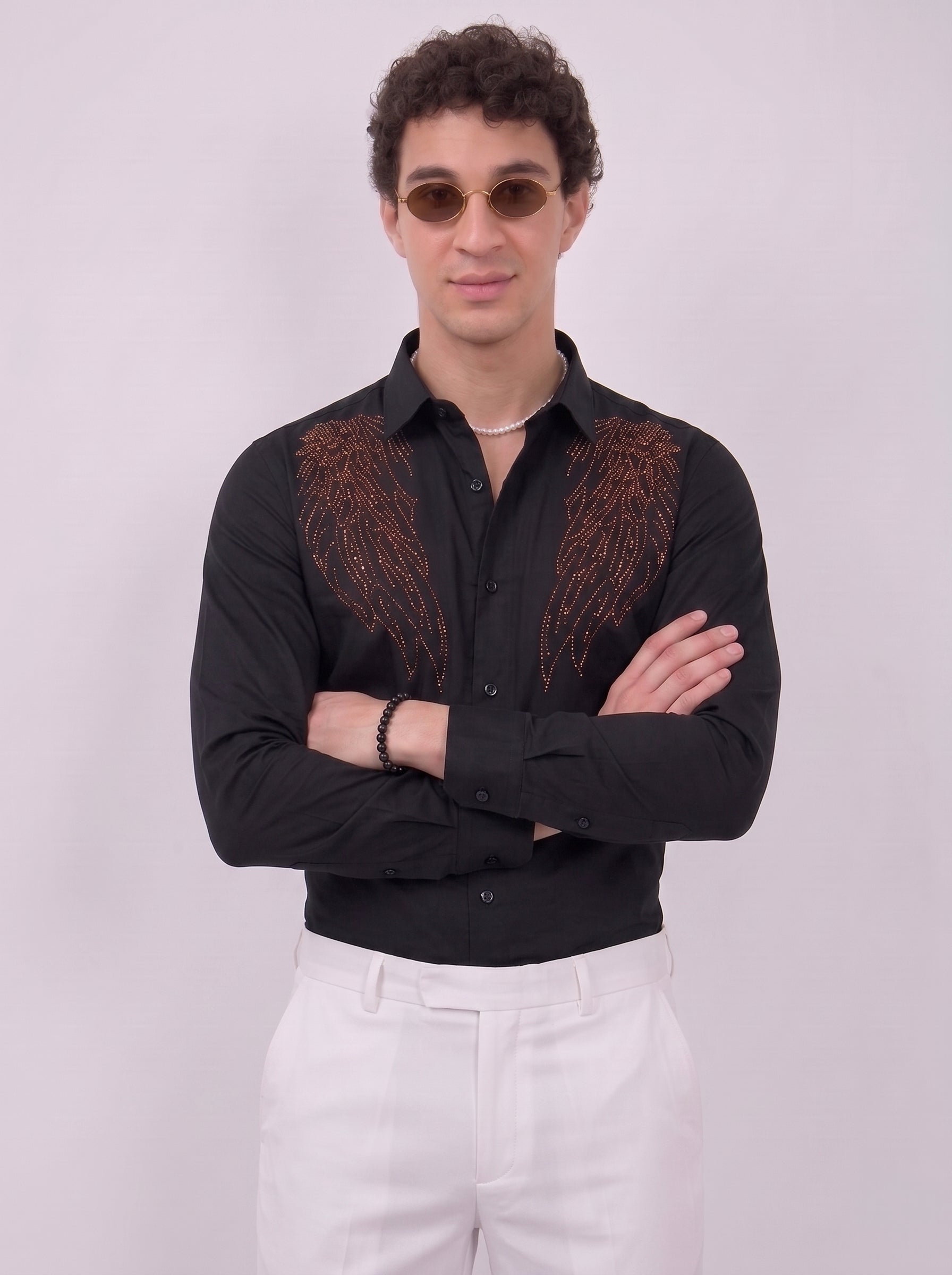Men's black designer party wear shirt