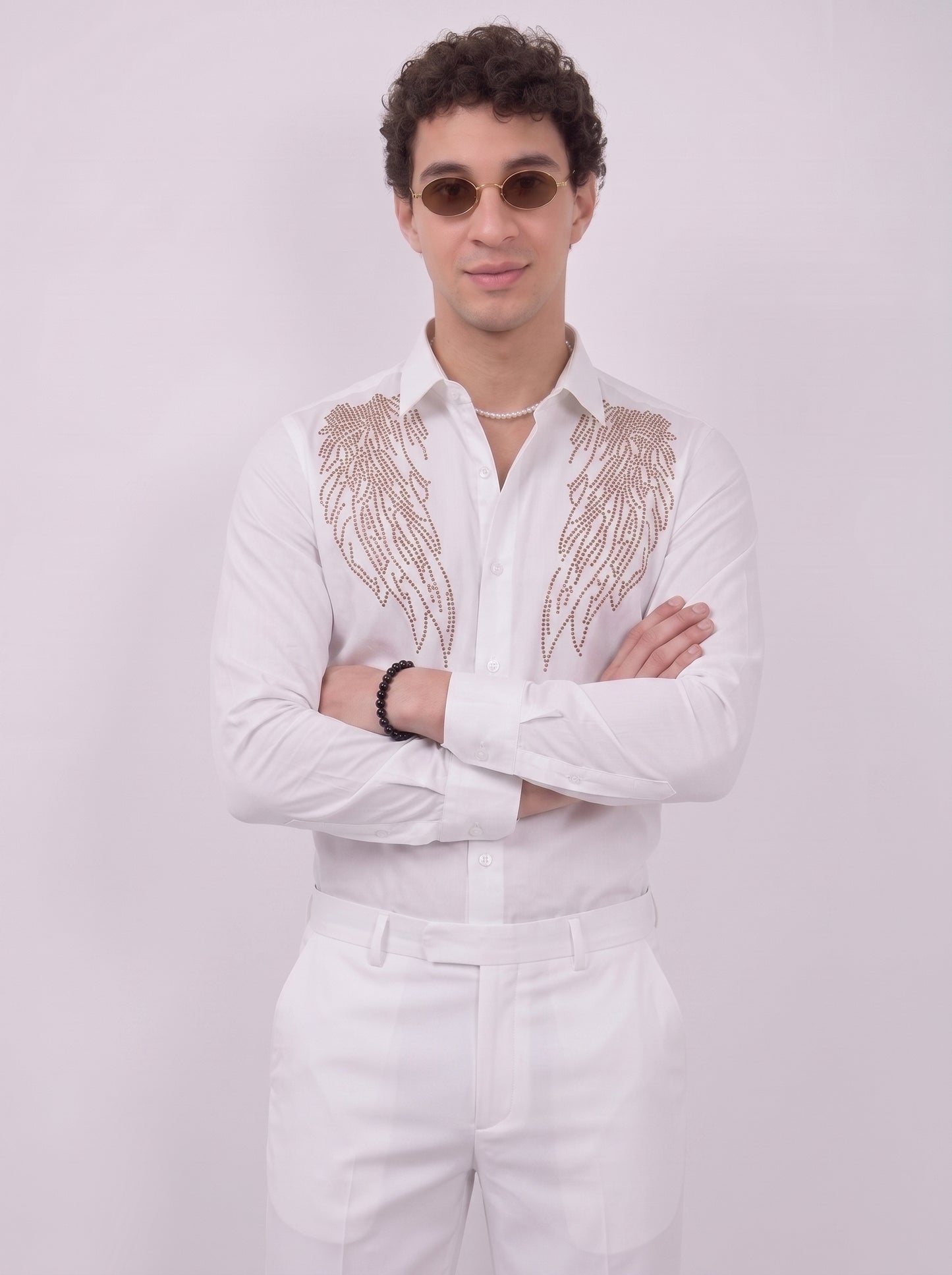 Men's white designer party wear shirt