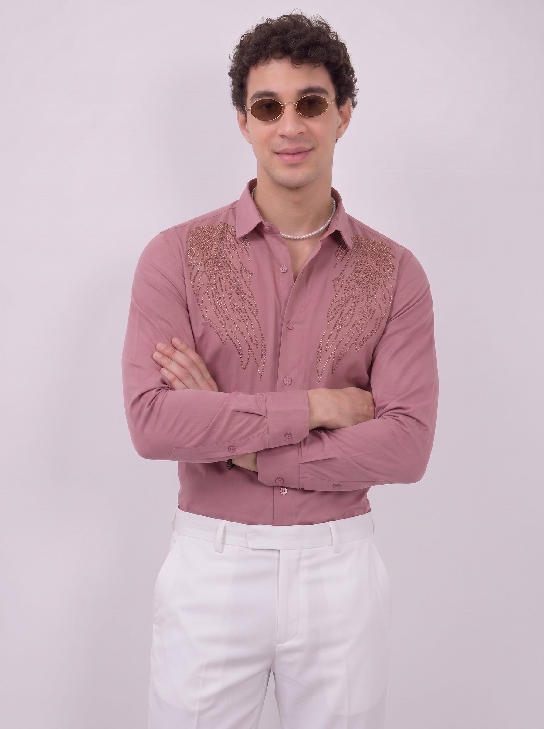 Men's pink designer party wear shirt