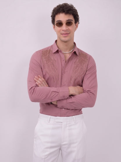 Men's pink designer party wear shirt