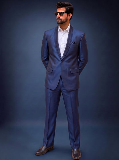 Club AK Men's Premium Graphite Satin Finish Two-Piece Suit with Shawl Lapel