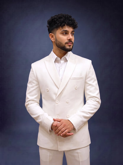 Club AK Men's Premium White Double-Breasted Suit for Men