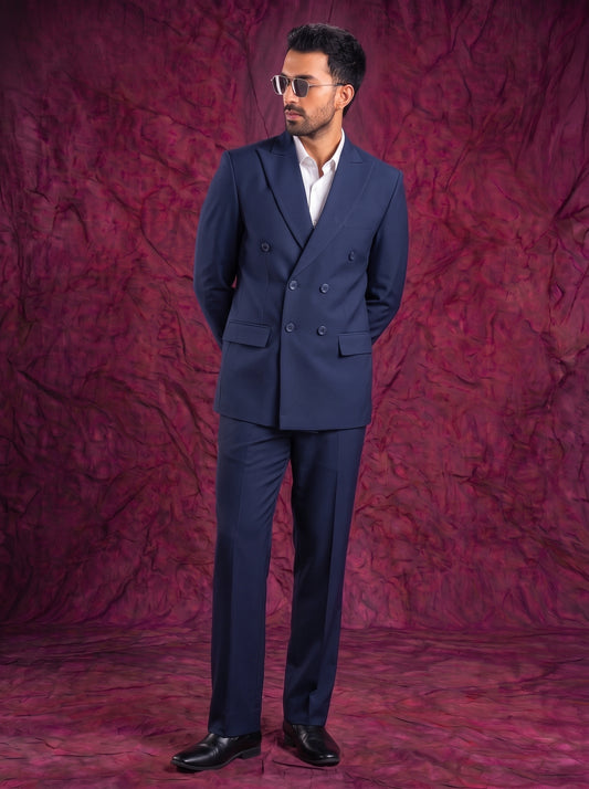 Club AK Men’s Premium Navy Blue Double Breasted Suit