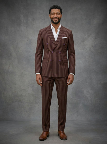 Double Breast Maroon Lining Suit For Men