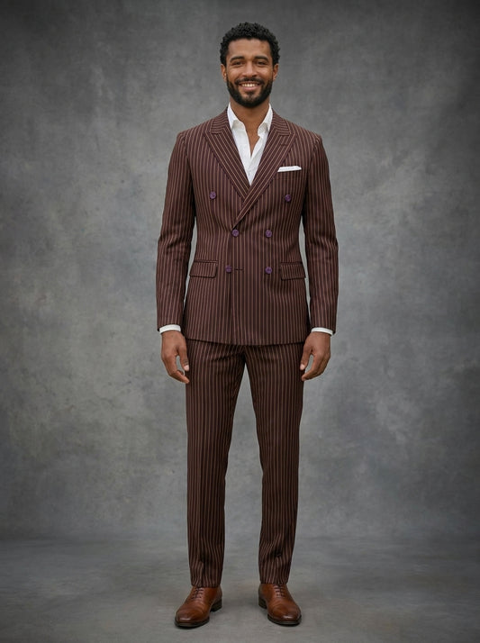 Double Breast Maroon Lining Suit For Men