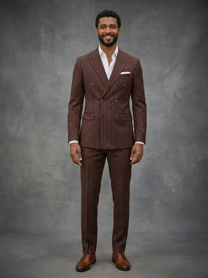 Men's double breast lining suit maroon