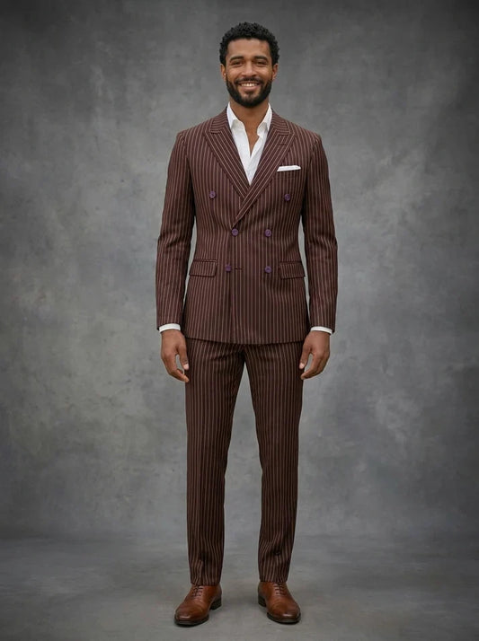 Men's double breast lining suit maroon