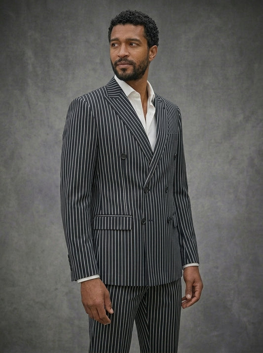 Double Breast Black Lining Suit For Men
