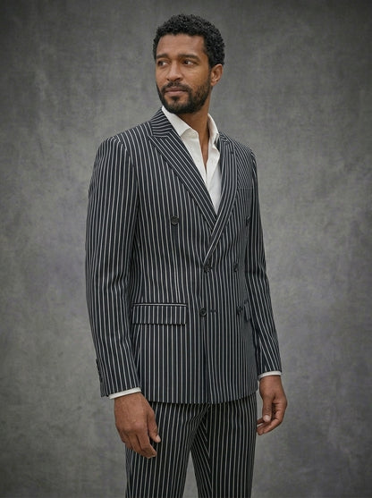 Double Breast Black Lining Suit For Men
