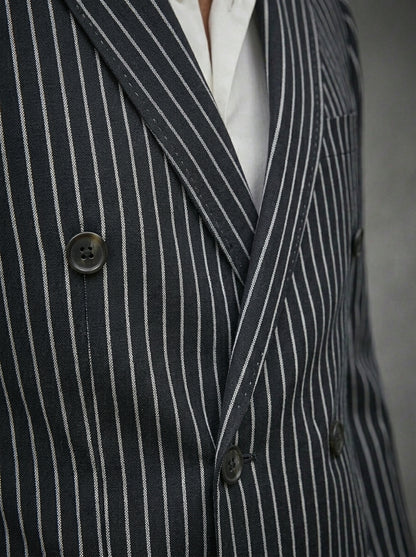 Double Breast Black Lining Suit For Men
