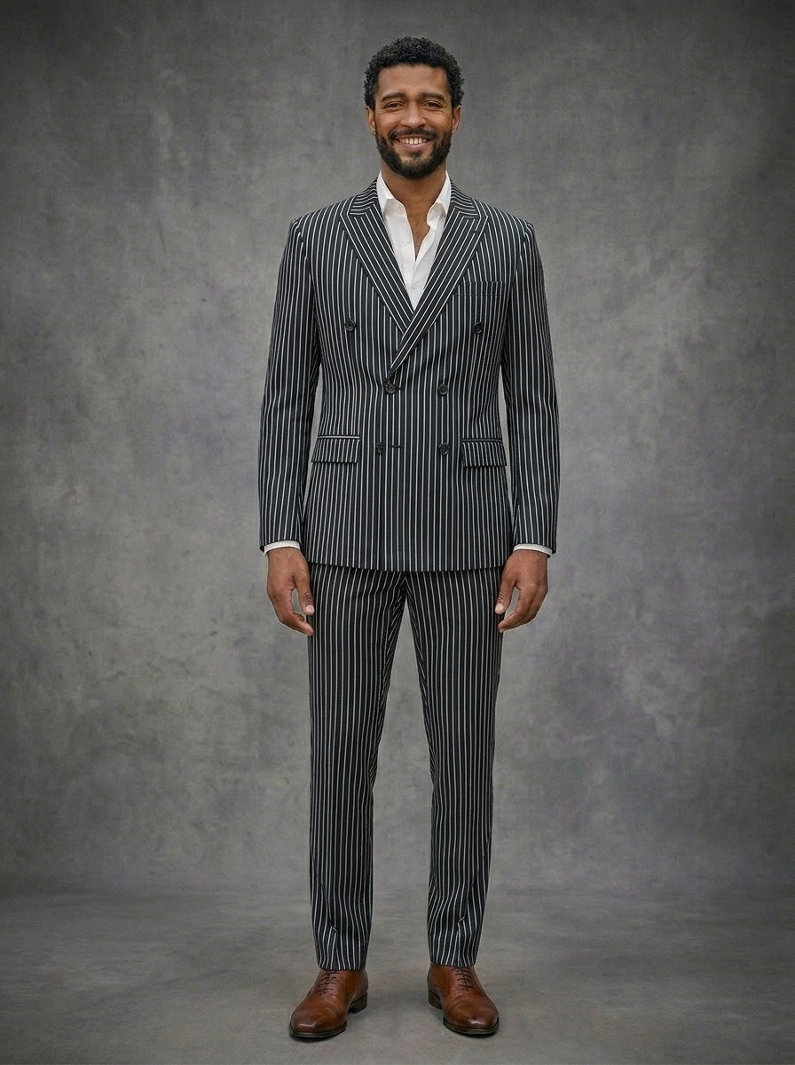 Double Breast Black Lining Suit For Men