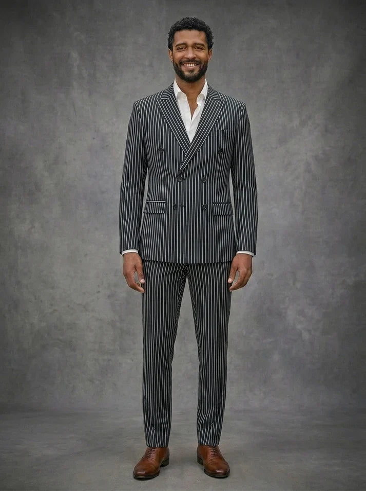 Double breast suit blue color for men