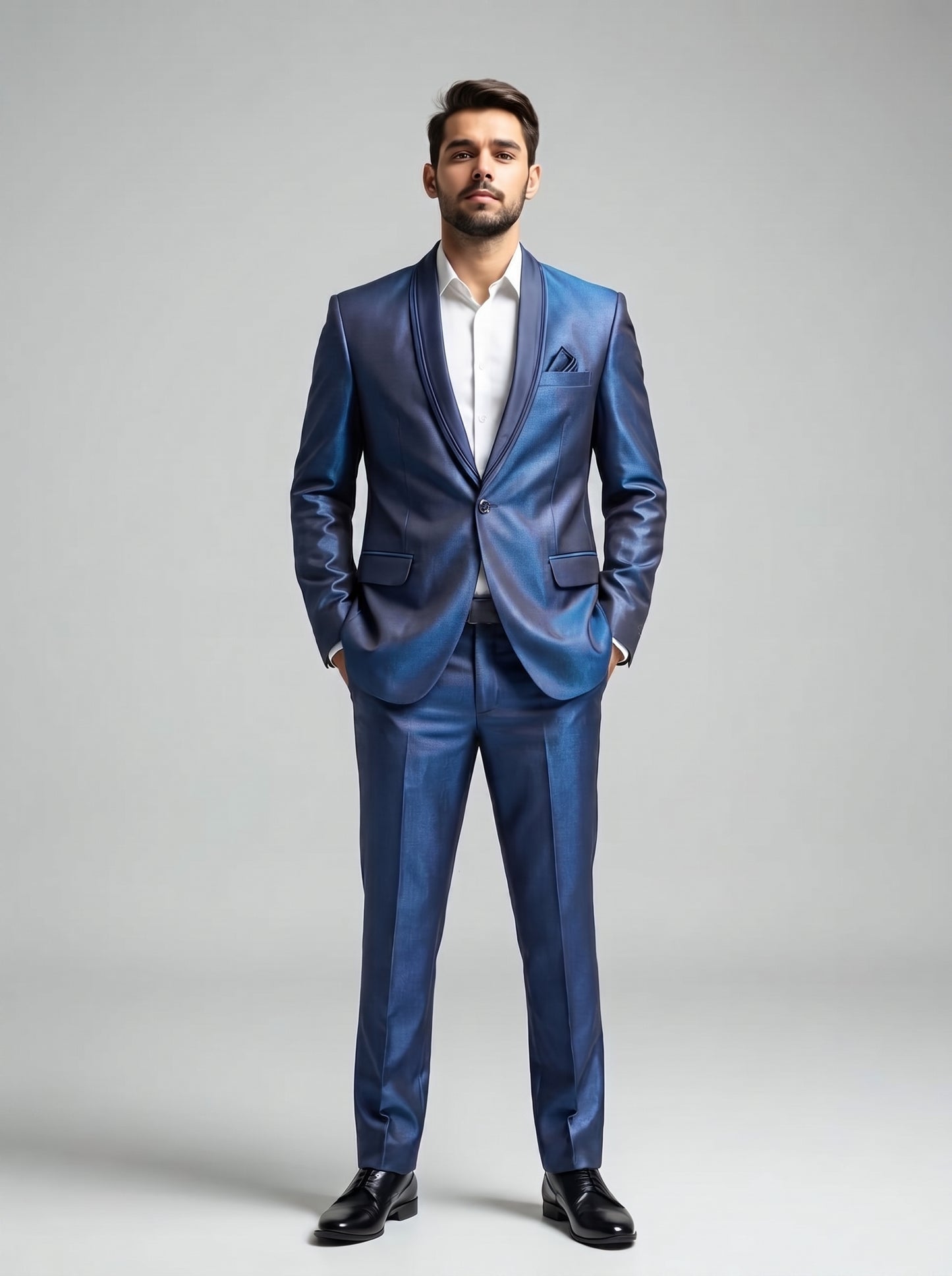 Club AK Men's Premium Wine Satin Finish Two-Piece Suit with Shawl Lapel