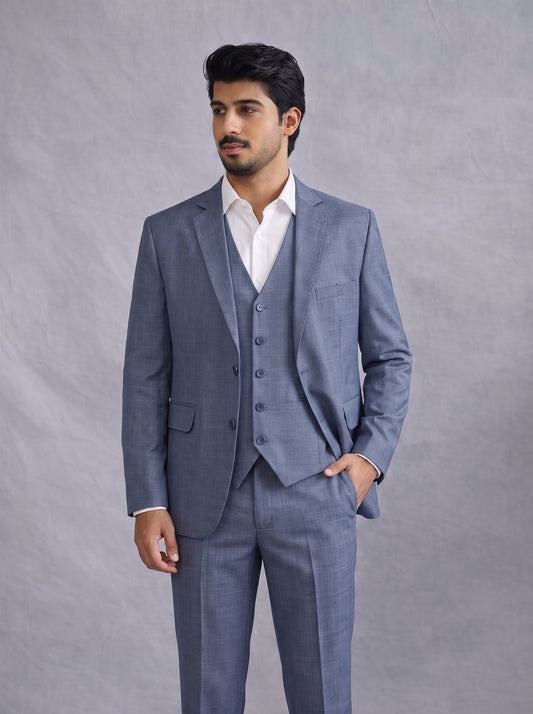 Club AK Men's Light Grey 3 Piece Suit for Men | Premium Slim Fit Blazer, Waistcoat & Trouser Set