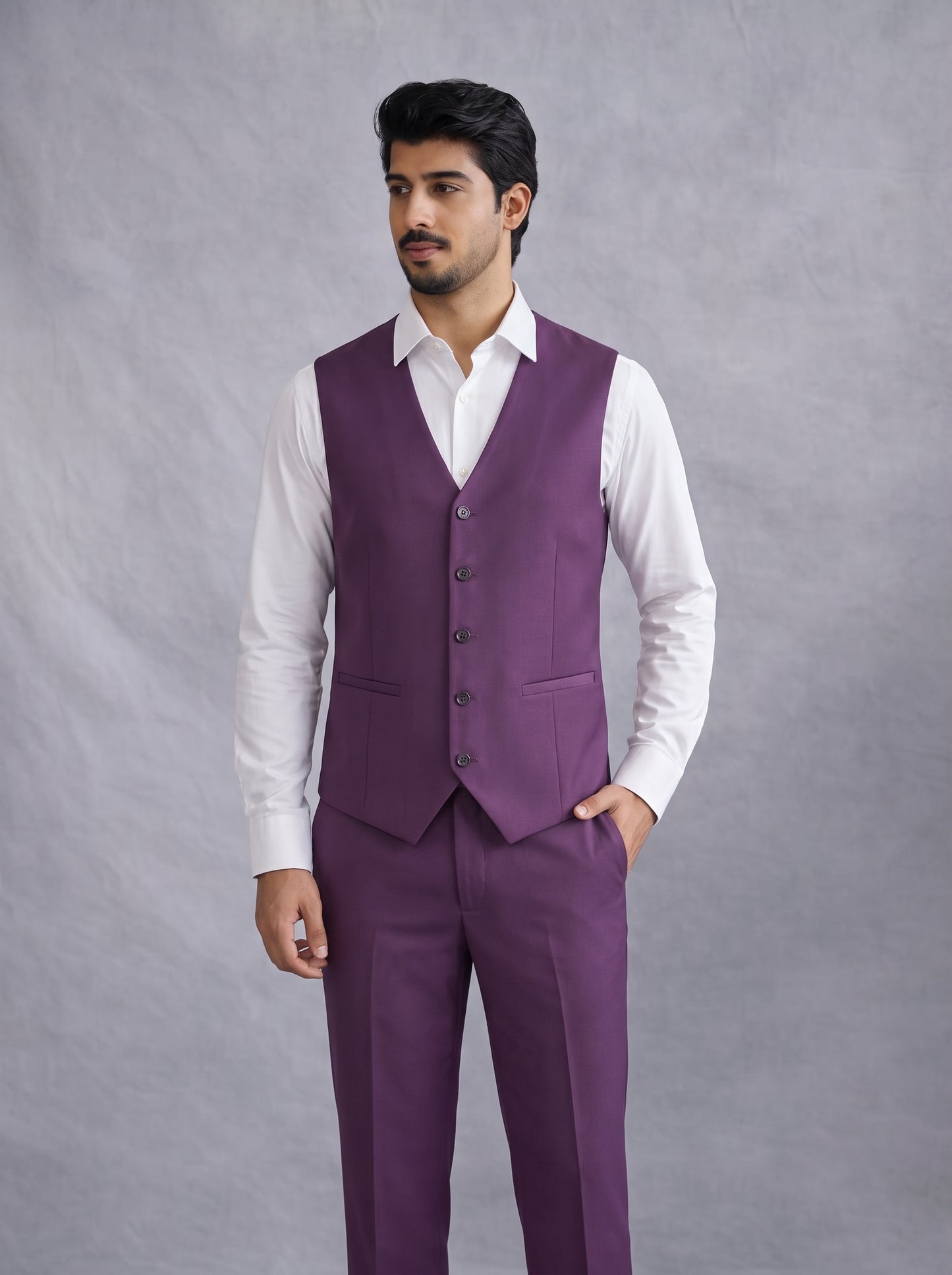 Club AK Premium Purple 3 Piece Suit for Men | Wedding & Party Wear