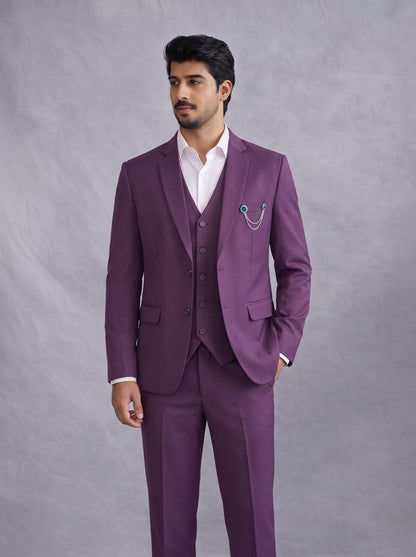 Club AK Premium Purple 3 Piece Suit for Men | Wedding & Party Wear