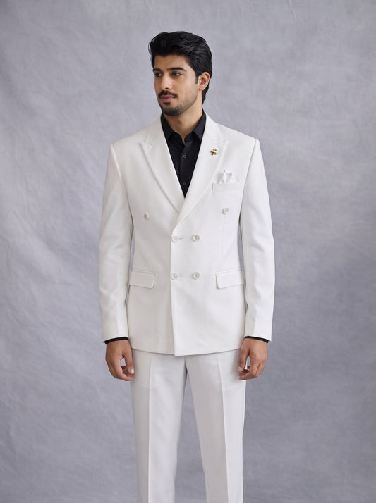 Club AK Premium White Double Breasted Blazer for Men | Luxury Wedding Wear